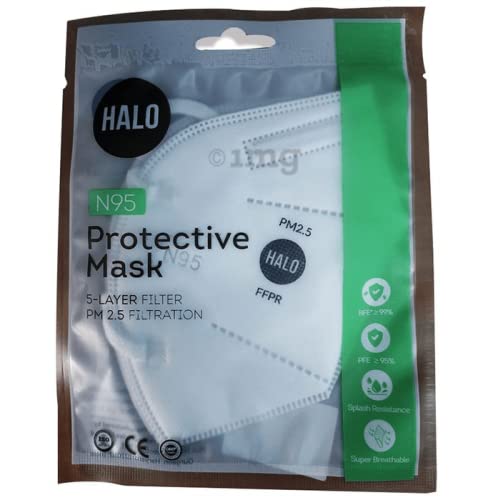 HALO N95 Anti Pollution Protection Face Mask and Respirator with 5 Layer PM 2.5 Filtration (White) (Pack of 2) (B09P1PHK59) Amazon Price History, Amazon Price Tracker