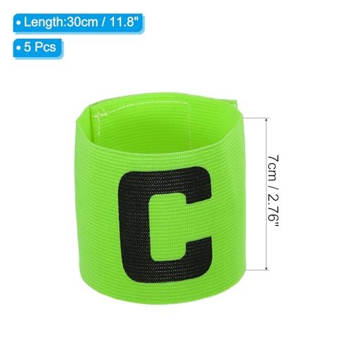 PATIKIL Captain Armband, 5 Pack Adjustable Elastic Soccer Captain's Arm Band for Outdoor Football Training Team, Fluorescence Green