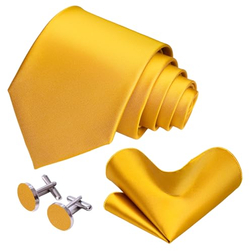 Image of 5PCS Mens Silk Tie, Pocket Square, Cufflinks, Drilled Tie Ring and Lapel Pin Set for Wedding Groom Party
