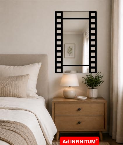 Image of AD INFINITUM Multilayer Wooden Wall Art With Mirror Hanging Decor for Contemporary Home, Bedroom, Living Room, Office etc., (Film Negative)