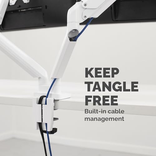 Image of Fellowes Platinum Series Dual Monitor Arm for 40-Inch Monitors, Full Motion, 360 Rotation, VESA Mount with Grommet or Clamp, USB Ports, Ergonomic, White, 8056301