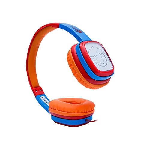 Fone de Ouvido Infantil OEX Kids Cartoon HP302 85dB Vermelho Azul