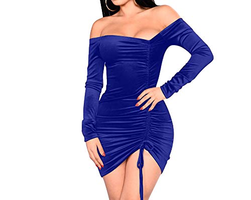 Vestidos De Fiesta De Mujer Sexys Pegados Al Cuerpo Ropa De Moda para Mujer y Noche Elegante Casuales VE0081 (L) Blue