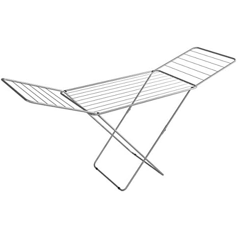 axentia Laundry Drying Rack Folding - Large Standing Clothes Airer for Indoors or Outdoors - Metal Grey Winged Clothes Airer 18 m Long Cover