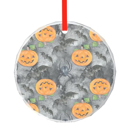 Colgante redondo de cristal para Halloween, murciélago, araña, calabaza, redondo, decoración colgante para Navidad, Halloween, colgante ideal para fiestas de vacaciones