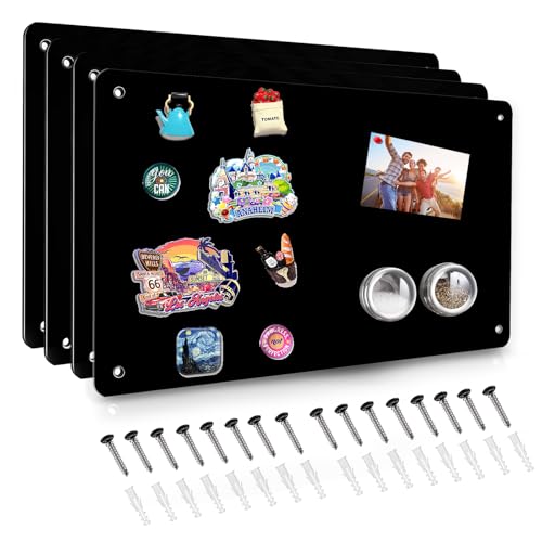 4 Pack Black Magnetic Board,17.5" x 11.4" Magnet Bulletin Board