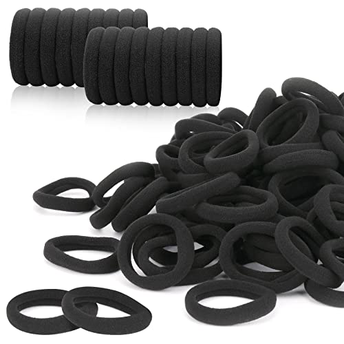 120PCS Black Hair Ties for Women, Seamless Soft Hair Bands Ponyta...