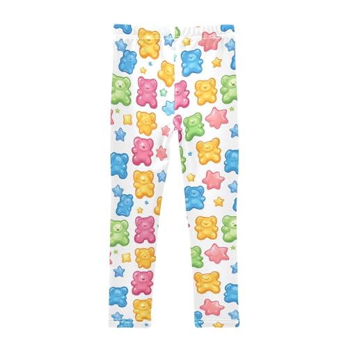 Cute Gummy Bear and Stars Girls Casual Leggings for Kids Printed Long Pant Bottoms Stretch and Soft2