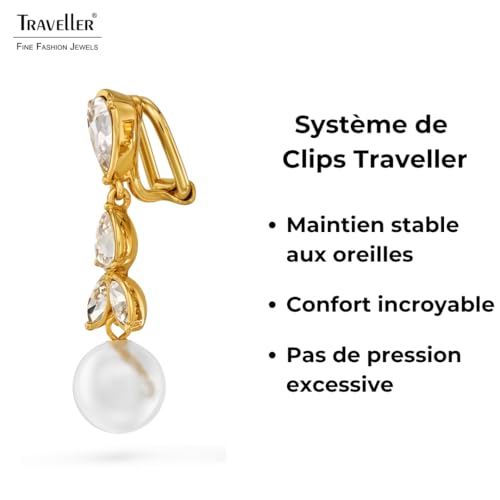 Boucles d'oreilles à clips pour soirée chic et mariage perle blanche