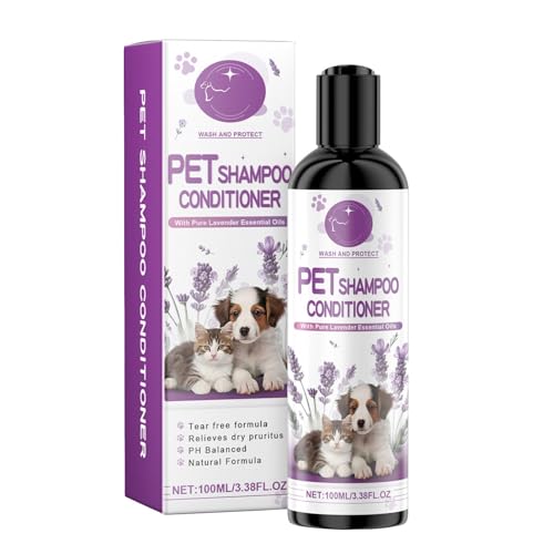 Champú para mascotas para perros, champú para perros y acondicionador - 100 ml de lavanda natural para perros, desodorizante, accesorio para mascotas a base de hierbas, champú hidratante para