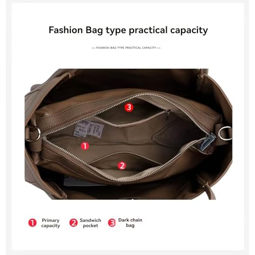 Pure leather women's casual large capacity handbag, multifunctional New York bag4