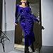JOAU Women's Sweetheart Neck Velvet Ruched Front Bodycon Maxi Dress Elegant Long Sleeve Slim Cocktail Party Long Dresses Blue