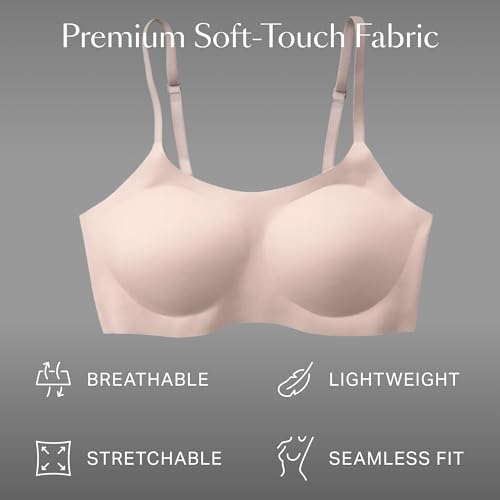 Image of EBY Seamless Wireless Support Bralette for Women No-Show Yoga Sports Bra Comfort Adjustable Straps Removable Pads, Primrose X-Large Plus
