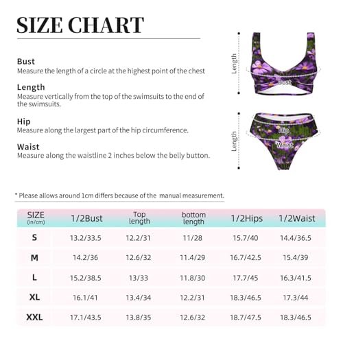 Maillot de bain 2 pièces fleurs violettes idéal pour le spa