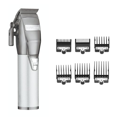 BaBylissPRO Hair Clippers for Men, All-Metal Design, 3-hr Runtime, Silver