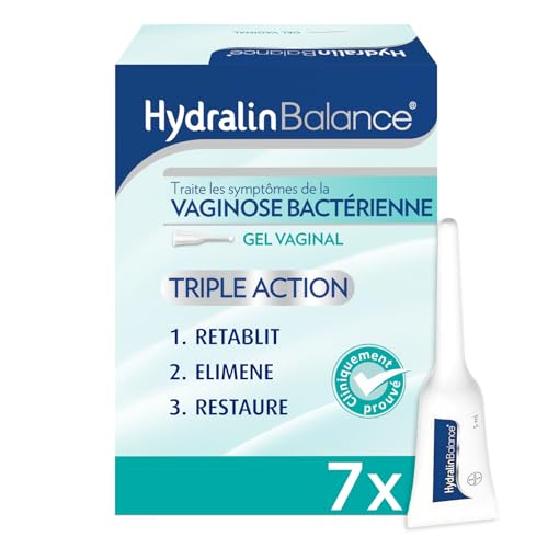 HydralinBalance Gel vaginal - Dispositif médical - Traitement vaginose bactérienne -Elimine les odeurs vaginales - Restaure la flore vaginale - Inconfort intime - Tube usage unique 7x5ml