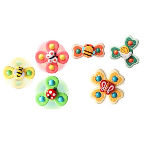 Image of ALASOU 6 PCS Suction Cup Rotating Toys(3 Farm+3 Bee) for Infant and Toddlers