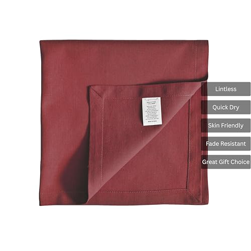 Image of FINGERCRAFT Table Napkins 18x18 Inches Set of 6 Cotton Linen Blend Fabric Dinner Cloth Napkins Washable and Reusable, Good Absorbency for Home, Parties, Hotels (Rythmic Red)