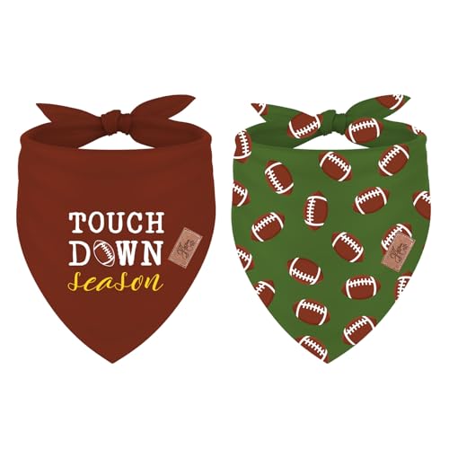 JarThenaAMCS 2Pcs Football Dog Bandana Triangle Pet Scarf Touch Down