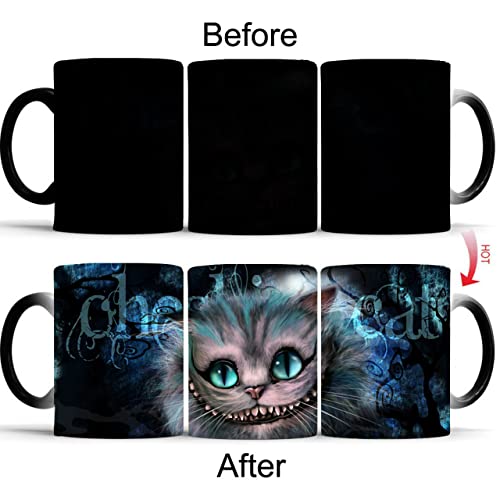 Coffee Mugs, Funny Cheshire Cat Heat Sensitive Ceramic Coffee Cups Magic Mug Perfect Novelty Father Gifts 350 ml (12oz) - Image 3