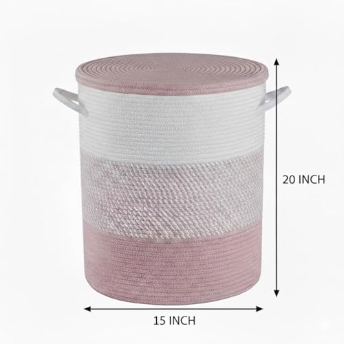 Image of lid Laundry Basket for Clothes, Toy Storage Basket, Storage Basket for Living room, Multi-Purpose, Extra Large Laundry Basket, Dirty Cloth Baskets, 15x20 in inch (LXH) (BG4)