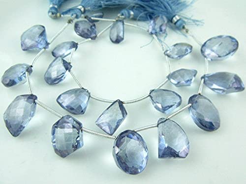 Quartz mystique bleu briolette pour remplacer des perles ternes de bijoux
