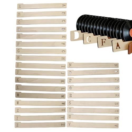 Intercalaires en bois pour disques vinyles (26 pièces) pour le classement horizontal et vertical