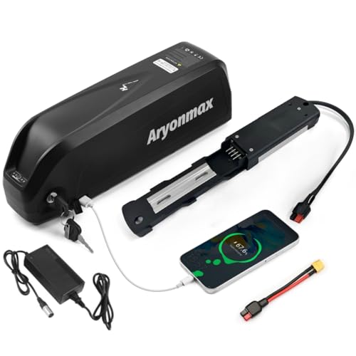 36V 48V Ebike Akku 13AH 20AH 25AH (Zellen der Güteklasse A), Hoher Kapazität Hailong Batterie für Fahrrad Ersatzakku mit Ladegerät 4- und 5-pin Grundplatte (48V 20Ah 4-Pin für 0-1500W Motor,+USB-port)