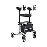 Rollator mit Arthritisauflage, Arthritisrollator mit gepolsterter Armauflage  Sitzfläche, leicht lenkbar, faltbar, inkl. Tasche & Gehstockhalter