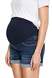 umstandsshorts Stoffzusammensetzung: 80% BAUMWOLLE / 15% POLYESTER / 5% SPANDEX ，Sommer-Mutterschaftsshorts plus Größe verstellbare elastische und unterbauchige, dehnbare Jeanshose für Schwangere für Schwangere, bequem und einfach zu tragen.