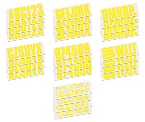 Image of Stiffie UNILINE 3 inch Alpha-Numeric Registration Identification Numbers Stickers Decals for Boats & Personal Watercraft (Electric Yellow)
