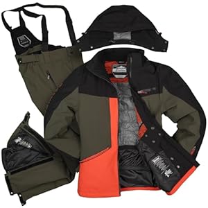 Killtec Herren Skianzug Größe S - aus Skijacke olive schwarz terracotta und Skihose olive - mit 10000mm Wassersäule - wasserdicht, atmungsaktiv