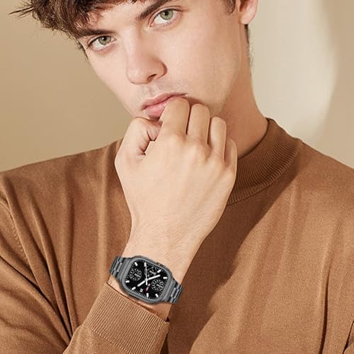 Image of MioHHR Stainless Steel Band with Case for Apple Watch Bands Ultra 3 /2 /1