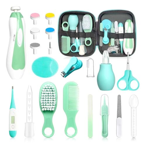 Image of Baby Healthcare and Grooming Kit, 21pcs Baby Electric Nail Trimmer Set Newborn Nursery Health Care Set for Newborn Infant Toddlers Baby Boys Girls Kids Haircut Tools (21 Kits Green)