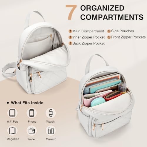 Image of Marvolia Mini Backpack Vegan Leather Small Backpack, White 1
