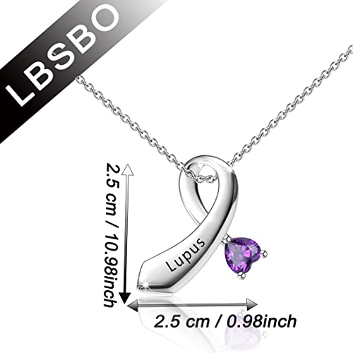 CENWA Purple Ribbon Pendant Necklace - Lupus Awareness Gift for Lupus Survivors2