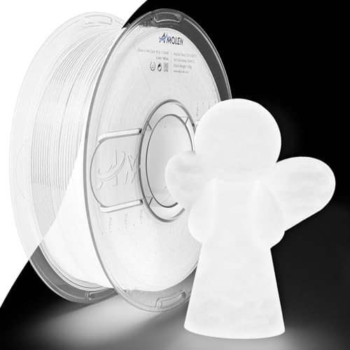Image of AMOLEN 3D PLA Printer Filament, 1.75mm Glow in The Dark White PLA Filament for 3D Printing, Best with UV Lamps, 1kg Spool (2.2lbs), Dimensional Accuracy + /- 0.02 mm, Fit Most FDM 3D Printers