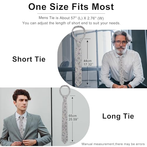 Image of Luckyvestir Ties for Men, Sage Green Cotton Floral Tie 2.76 inch Flower Printed Men's Neckties for Wedding /Groomsmen /Suit /Party