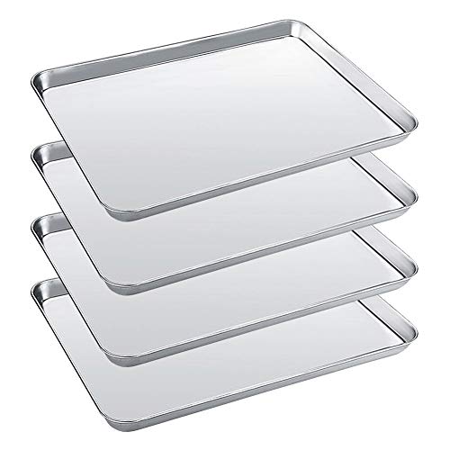 WEZVIX Baking Sheet Set of 4 Trays Stainless Steel Bakeware Oven Pans Baking