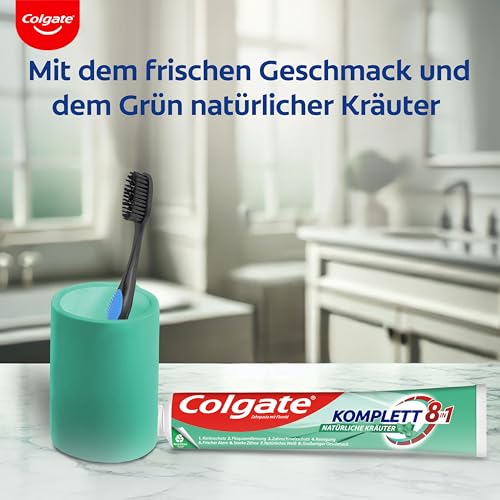 Colgate Komplett 8 in 1 Zahncreme 75ml / Natürliche Kräuter / 8 Vorteile für deine tägliche Mundpflege / Colgate Zahnpasta mit Kariesschutz / Zahnschmelzschutz / Zahnreinigung – Bild 7