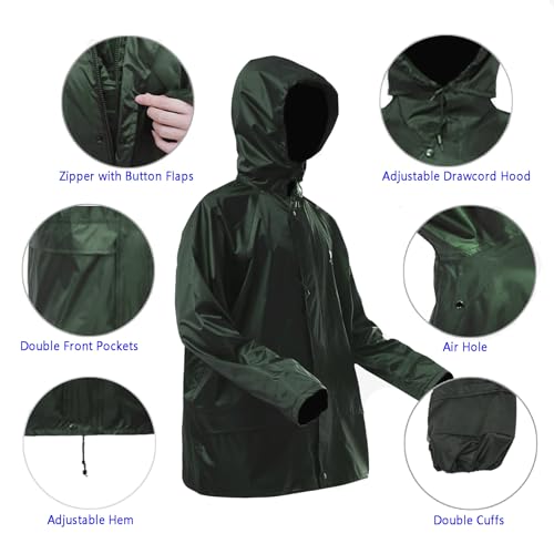 Image of Rizzon Rain Suit Jacket /Trouser for Men Women Waterproof Lightweight Rain Gear for Outdoor Farm Fishing Motorcycle
