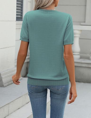 Image of Zeagoo Womens Summer Short Sleeve Tops Crew Neck Lightweight Pullover Sweaters Loose Dressy Casual Blouse Basic Clothes