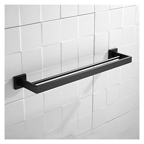 Support serviette double carré noir en lot de 4 accessoires de salle de bain - 5