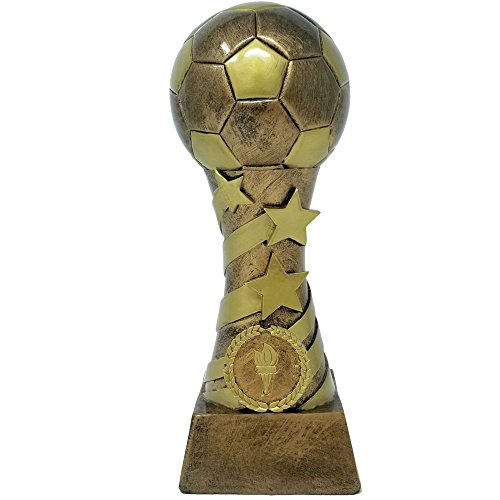 Soccer Star Spiral Trophy - Futbol Gold Tower Award - 8 Inch Tall - Engraved Plate on Request - Decade Awards