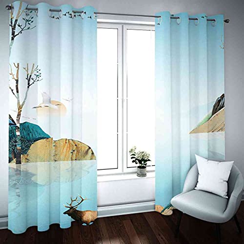 Rideau thermique isolant et phonique en polyester bleu pour chambre