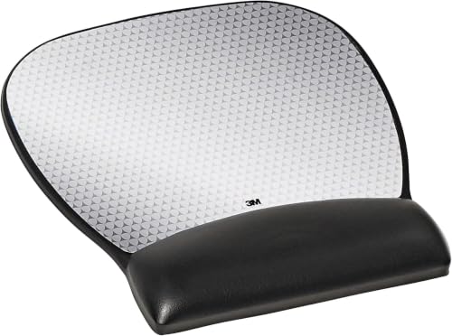 3M Precise Mouse Pad with Wrist Rest, Soothing Comfort with Durable, Easy-to-Clean Leatherette Cover, Optical Mouse Performance, 9.2 in x 8.7 in, Black (MW310LE), Gel (Pack of 6)
