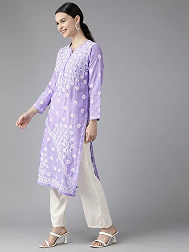 Image of Ada Women's Cotton Regular Fit Tunic Hand Embroidered Lucknowi Chikankari Ethnic Wear Kurta Kurti A130717
