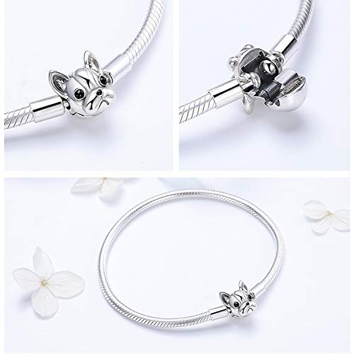 Bulldog francese perline di metallo per le donne originale argento fascino braccialetto 925 argento sterling gioielli moda europeo