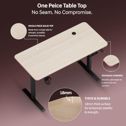 Image of Dr Luxur Stallion Electric Standing Desk | Height Adjustable 70-114cm | 80kg Load | 3 Memory Presets | Zero Wobble | Child Lock | Low Noise Motor | 5 Year Warranty (Arctic Oak, 1200 * 600 mm)