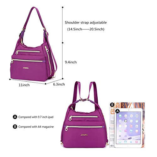 Multi-Pocket Crossbody Bag for Women Convertible Nylon Shoulder Bag Travel Backpack Purse4